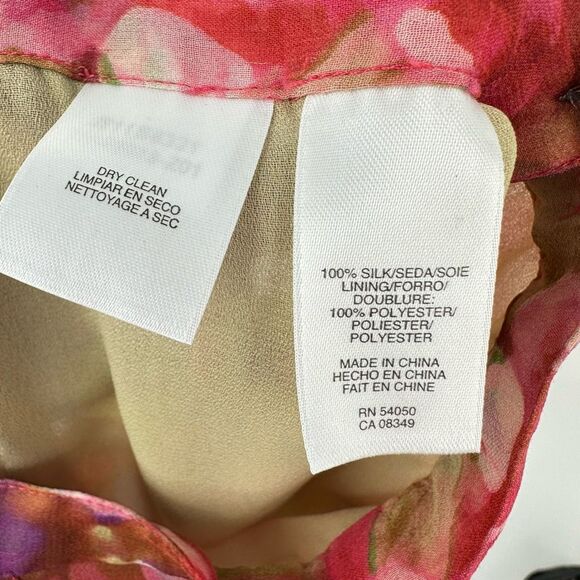 Jones New York Womens Silk Midi Skirt Size 14 Pink Floral Flowy Fairy Romantic - Picture 4 of 11